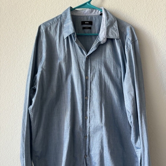 Hugo Boss Men’s Button Front Casual Shirt Slim Fit Blue Size 2XL - Picture 1 of 6